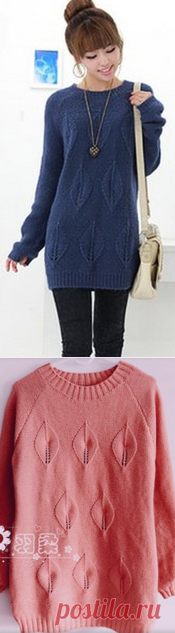 Длинный свитер спицами