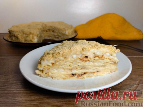 Рецепт: Торт "Наполеон" из лаваша (без масла и сгущёнки) на RussianFood.com