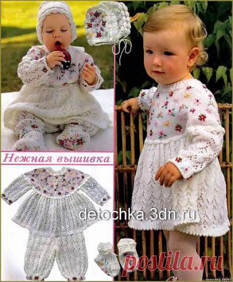 Ажурный вязаный комплект для девочки - Платья для малышек - Вязание малышам - Вязание для малышей - Вязание для детей. Вязание спицами, крючком для малышей