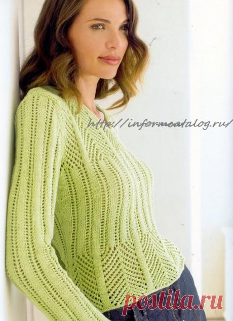 Пуловер с Ажурными Дорожками | Ниточка