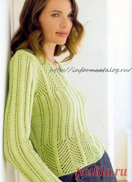 Пуловер с Ажурными Дорожками | Ниточка