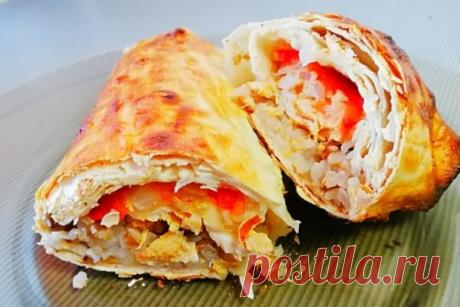 Лаваш в духовке с начинкой из курицы с разнообразным гарниром