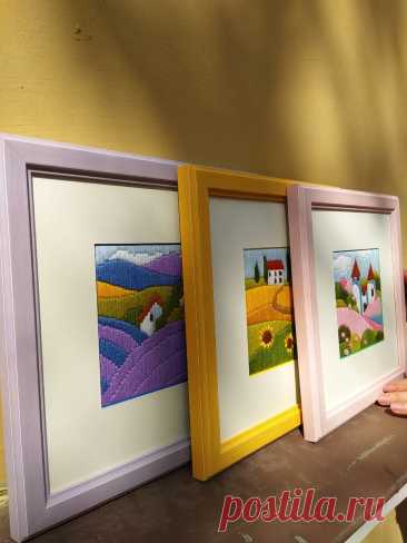 Как оформить вышивку крестом с паспарту | Багетная мастерская "МамаРама" | Дзен