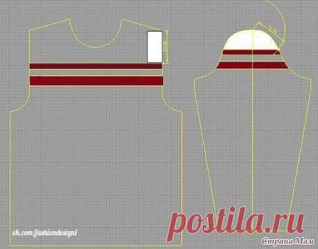 КАК РАССЧИТАТЬ СОВПАДЕНИЕ ПОЛОС ПРОЙМЫ И РУКАВА

Для того, чтобы получить совпадение полос, необходимо сделать точные расчеты. Начертите свои выкройки в любой графической программе, либо используйте линейку закройщика с масштабом 1:4 и с ее помощью сделайте чертеж на обычном листе в клеточку. На пройме переда измерьте расстояние от точки начала скоса плеча до полосы. Затем, с помощью циркуля (или другим удобным способом) проведите дугу из высшей точки рукава радиусом, равн...