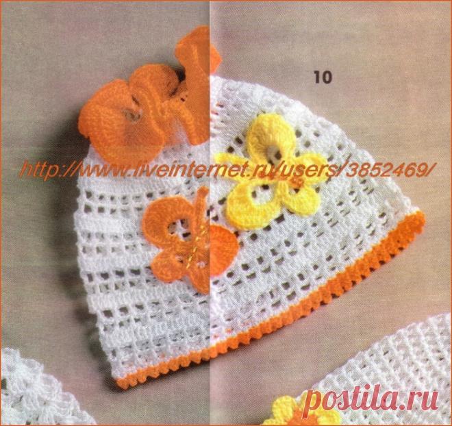 Шапочка с бабочками крючком