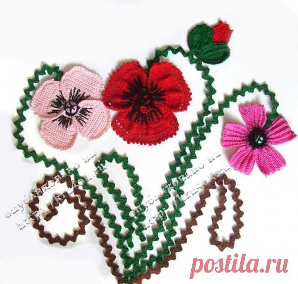 Вязаное панно с маками - вязание крючком на kru4ok.ru