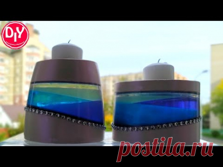 Подсвечники из эпоксидной смолы и гипса.