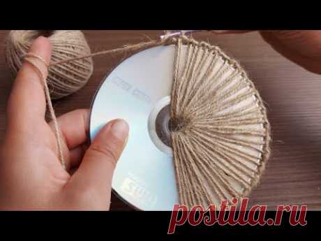 Super Crochet with a Jute Rope a Cd - Eski Cd İle Ördüğüm Bu Örgü Modeline Hayran Kalacaksınız 💿