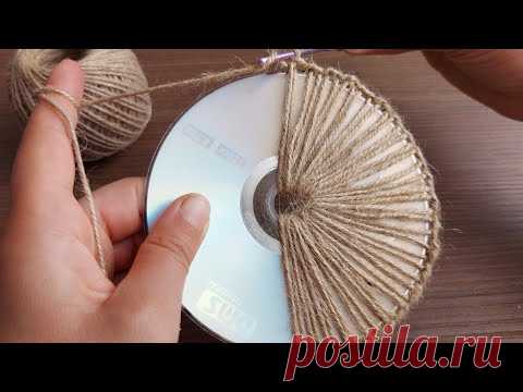 Super Crochet with a Jute Rope a Cd - Eski Cd İle Ördüğüm Bu Örgü Modeline Hayran Kalacaksınız 💿