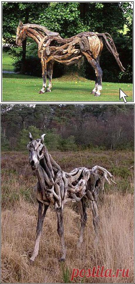 - Лошади из коряг. -