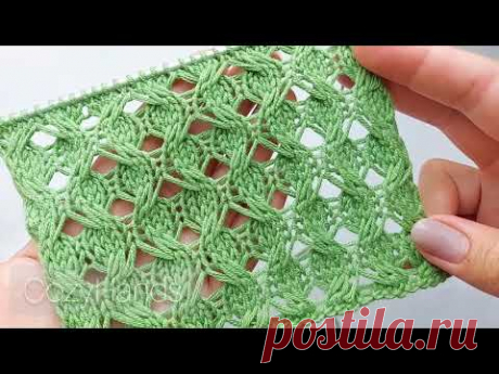 Ажурные соты из жгутов с удлинёнными петлями / Воздушный  узор спицами - YouTube
