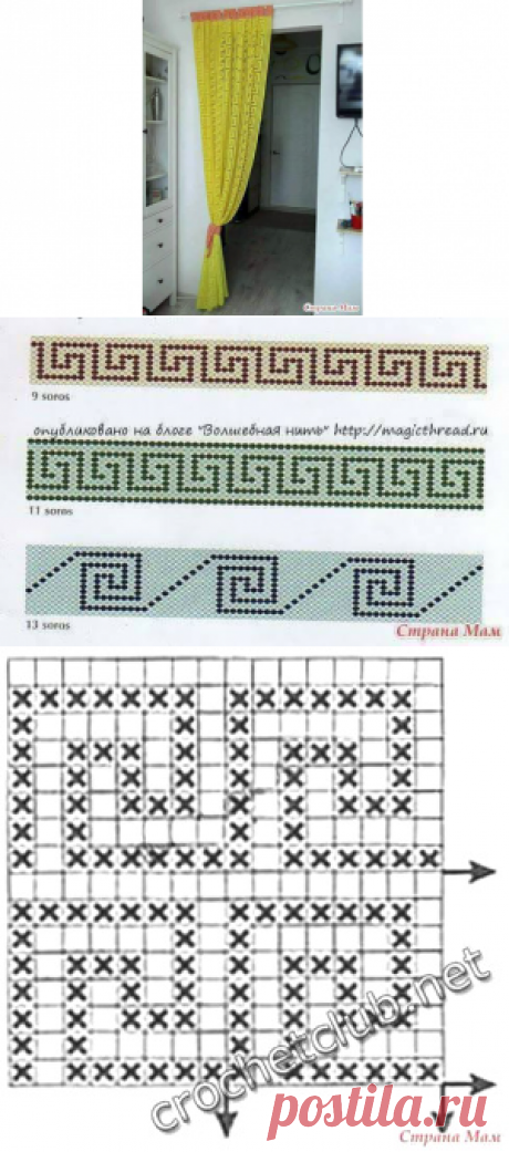 Желтая занавеска. Крючком. Схема