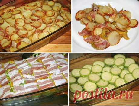 Лучшие кулинарные рецепты: Картофель с беконом и кабачками