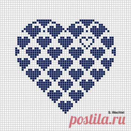 ​Схемы для вышивки крестиком сердечек