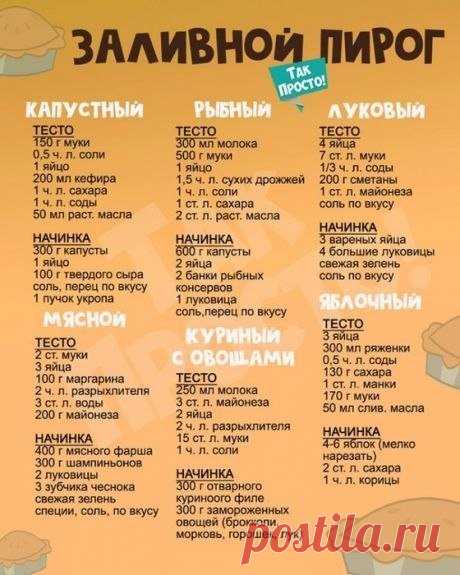 6 рецептов заливных пирогов. На выходные пригодится