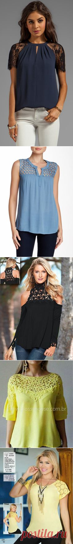 (54) Con encaje | Blusas, camisas, túnicas y chaquetas.