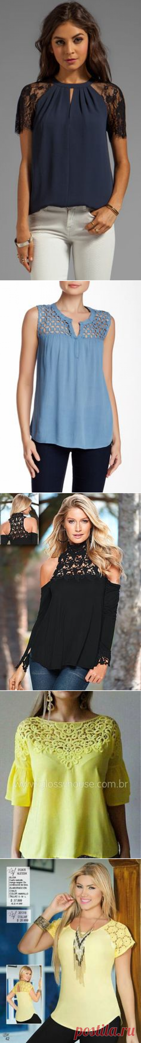 (54) Con encaje | Blusas, camisas, túnicas y chaquetas.