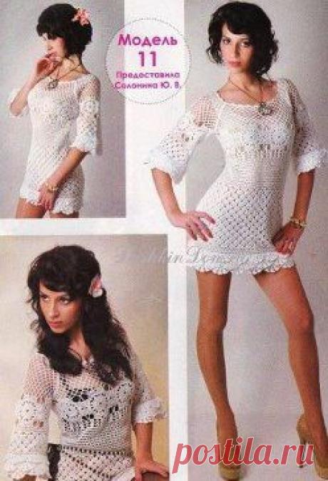 Красивое платье крючком. Схема и подробное описание здесь https://labhousehold.com/ru/white-crochet-dress-5.html
