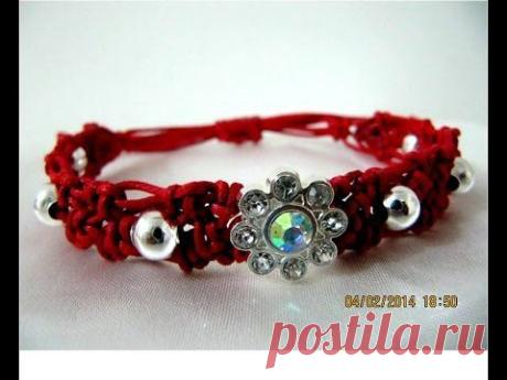 ▶ Pulseras bracelets macramé en piedra flor de strass y billas - YouTube