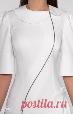 Pintel™ Store — EVELINE — дизайнерское приталенное белое платье с накладным карманом в виде кошелька