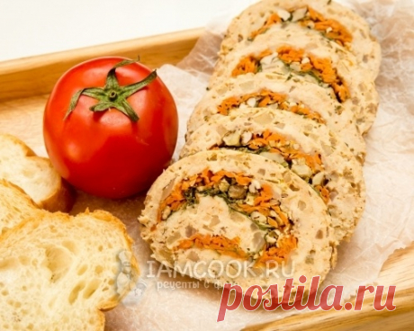ПАРОВОЙ КУРИНЫЙ РУЛЕТ С ЯБЛОКАМИ, ОРЕХАМИ И ПАРМЕЗАНОМ