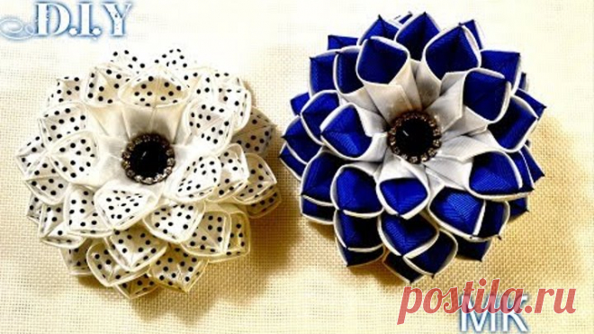 Школьные бантики/Цветы канзаши/New Flowers Kanzashi/D.I.Y/Tutorial