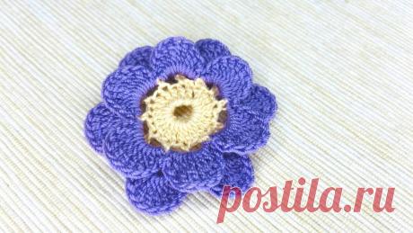 Мастер-класс по вязанию крючком фиолетового двухъярусного цветочка. | Повязули. Вязание крючком и вязание С2С. | Яндекс Дзен