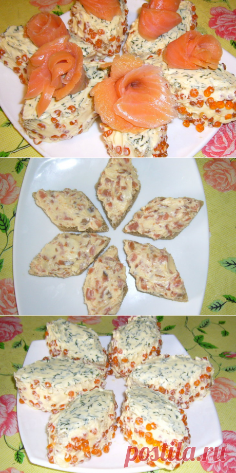 Пирожные с красной икрой