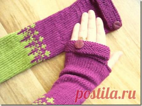 Митенки с жаккардовым орнаментом