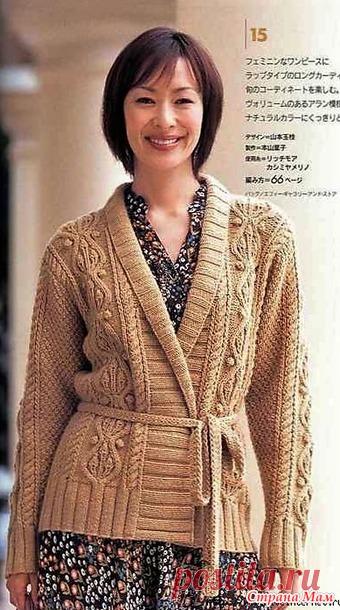 Комфортный кардиган с широкими полочками шалевым воротником и поясом. Спицы. - ВЯЗАНАЯ МОДА+ ДЛЯ НЕМОДЕЛЬНЫХ ДАМ - Страна Мам