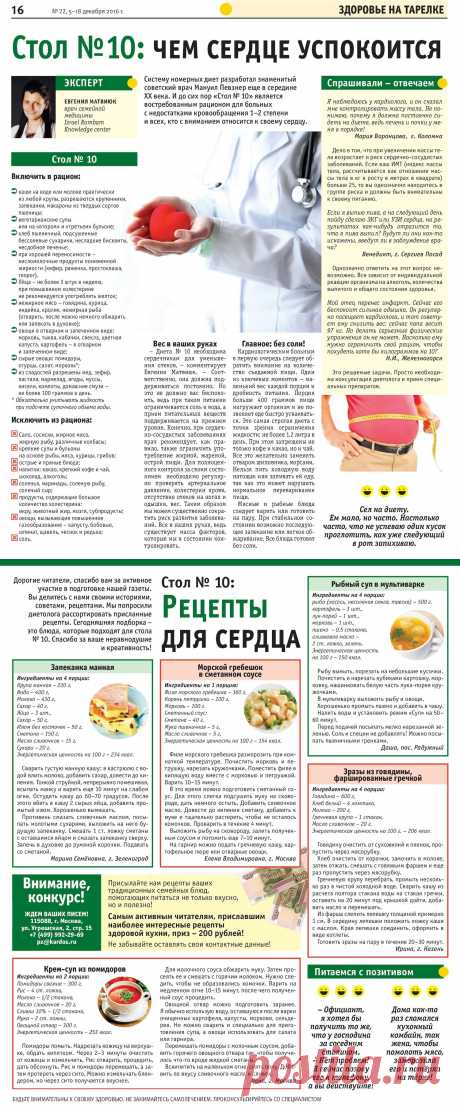 Рецепты для сердца (стол №10)
