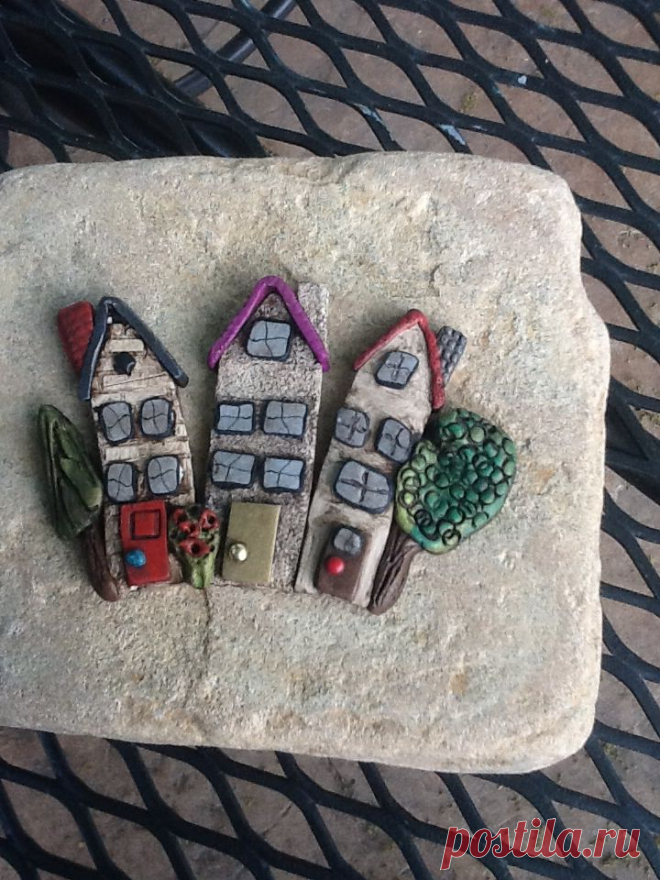 Polymer clay houses by Rosemary