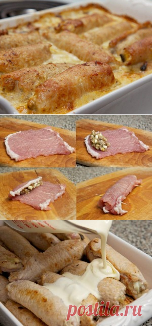 Рулеты из свинины с грибами