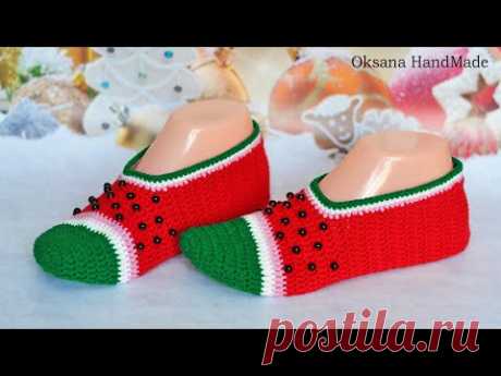 ДЛЯ ДОМА САМОЕ ТО!! Тапочки крючком. Мастер класс и схема. Crochet Slippers.