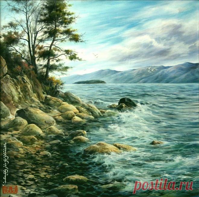 Картина Чивыркуйский залив художник Банзаракцаев Андрей. продажа картин Морской пейзаж Реализм. Куплю картину на заказ Масло