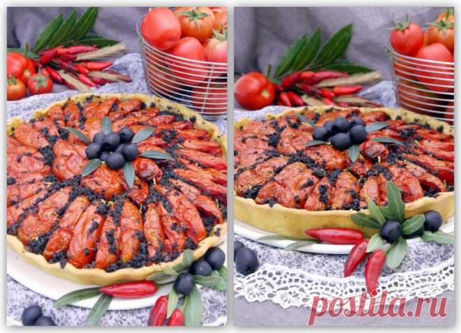 Кростата с помидорами и маслинами