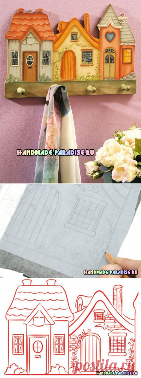 Вешалка из фанеры с росписью в стиле кантри - Handmade-Paradise
