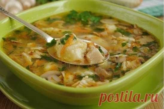 Гречневый суп с грибами и картофельными клецками
Ингредиенты:
- !1! литра воды
- 250 гр. шампиньонов
- 1\3 стакана гречки
- половина небольшой курицы или куриная грудка
- 1 луковица
- 1 небольшая морковь
- 1 лавровый лист
- зелень петрушки по вкусу
- соль по вкусу
Для клёцек
- 3-4 шт. картофеля
- 1 яйцо
- 3-4 ст. ложки муки
- щепотка соли
Приготовление:
Картофеля очистить, отварить до готовности, размять в пюре и остудить. Подготовленную курицу залить водой, варить до готовности. Гречку пере