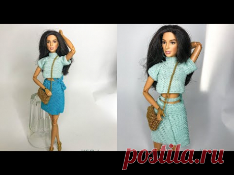 Одежда для кукол крючком. Юбка с запахом.