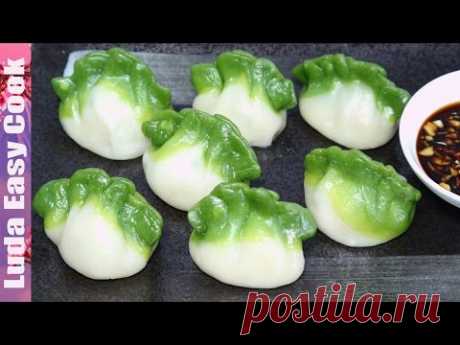 Вкусные ЦВЕТНЫЕ ПЕЛЬМЕНИ рецепт Китайские ПЕЛЬМЕНИ на пару - Spinach Green Dumpling làm Bánh há cảo - YouTube
