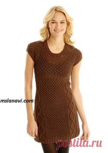 Платье спицами с ажурным узором | Вяжем с Лана Ви