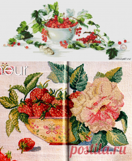 Красивая вышивка с ягодами
