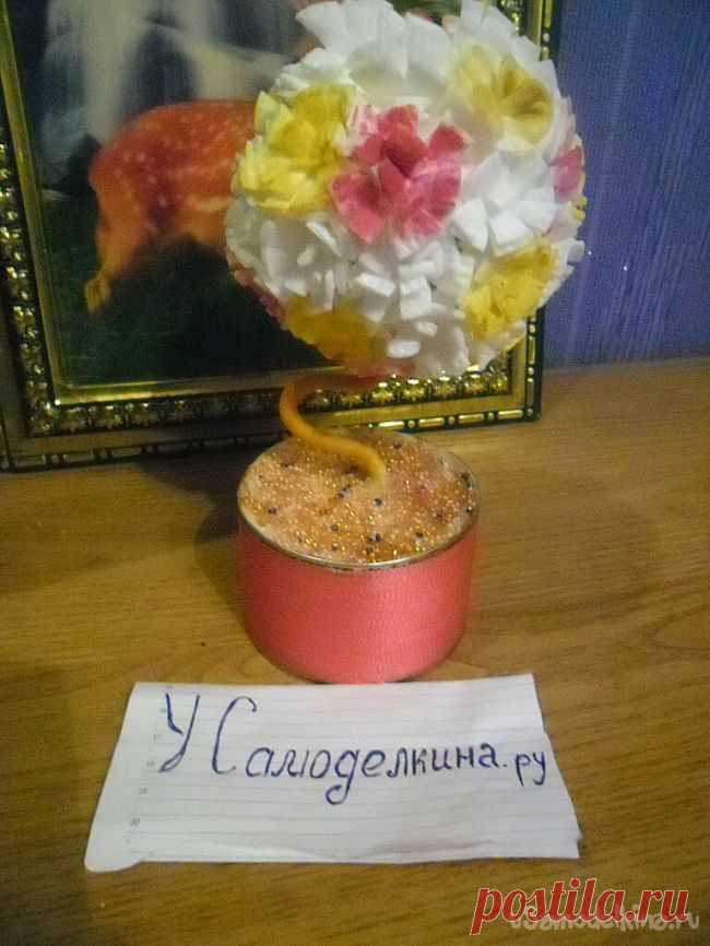 Топиарий из ватных дисков «Гвоздички»