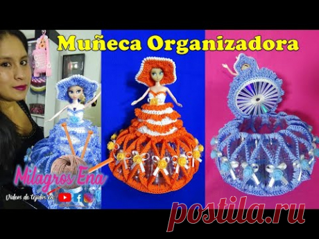 Vestido tejido a crochet para muñeca organizadora paso a paso / Manualidades con Reciclaje