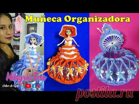 Vestido tejido a crochet para muñeca organizadora paso a paso / Manualidades con Reciclaje