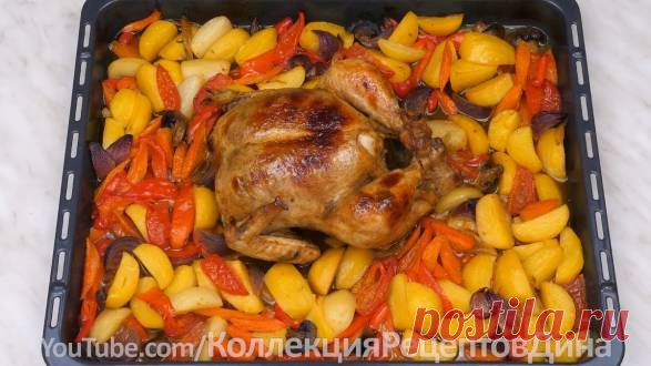 Праздничная курица в духовке с овощами