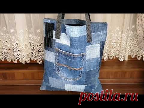 Сумка из старых джинсов в технике 