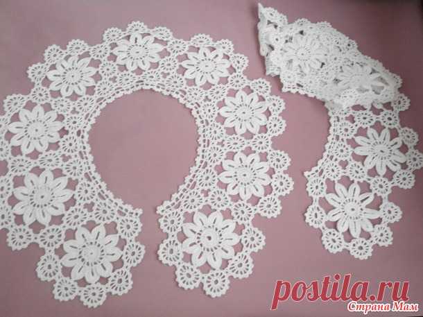 Ажурный воротничок мотивами. - Вязание - Страна Мам