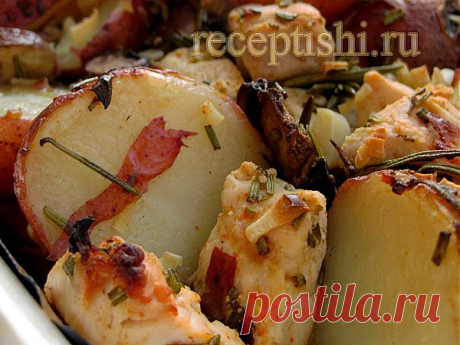 Жареная курица и картофель с розмарином, чесноком и лимоном | Кулинарные рецепты с фото на Рецептыши.ру