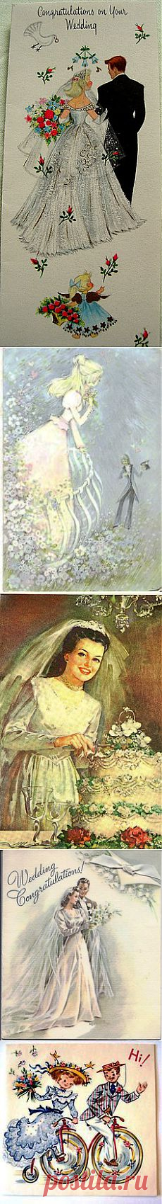 A Message for the Bride and Groom- 1940s Vintage Card